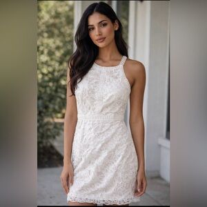 NWT She + Sky White Lace Halter Wedding Dress